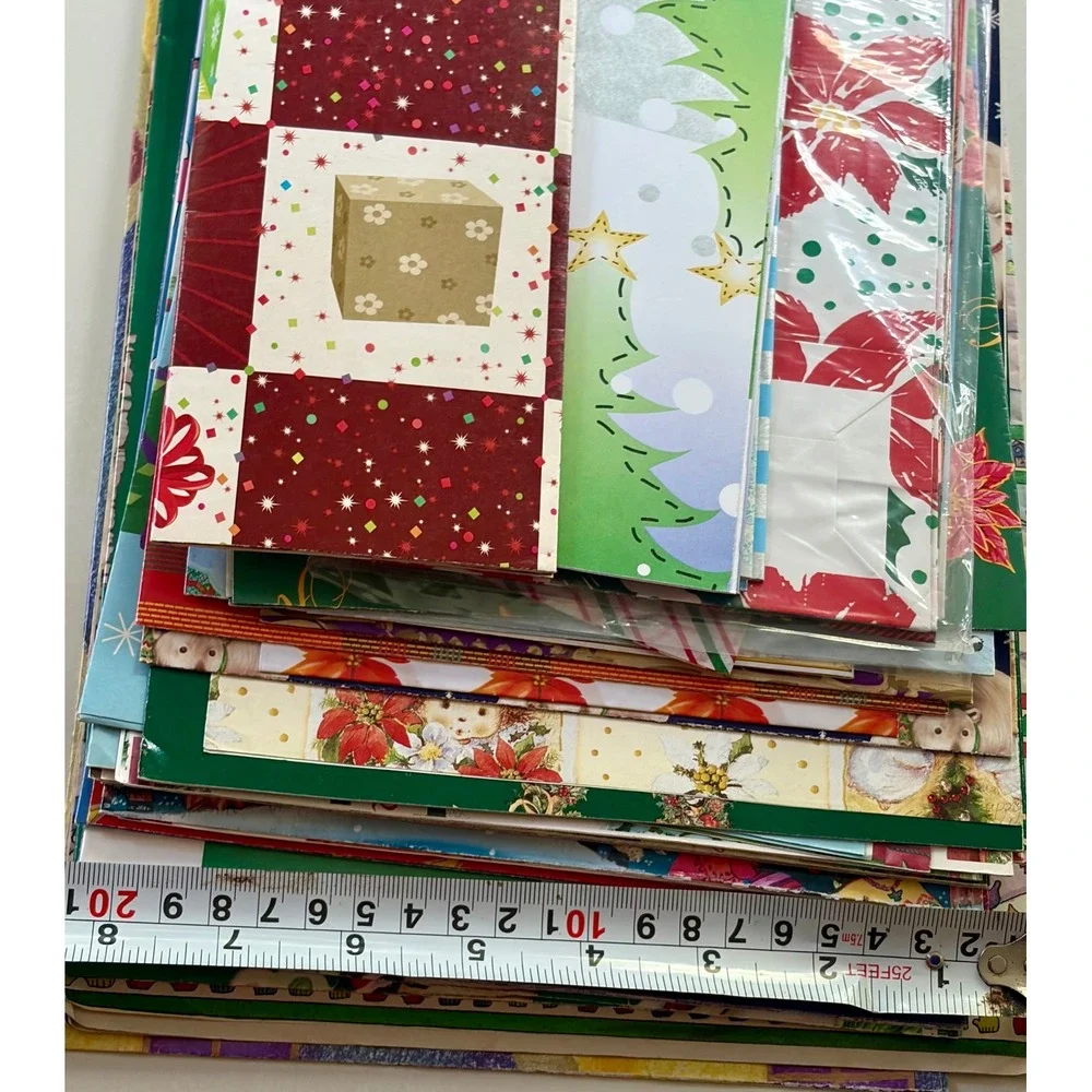 Vintage Christmas Gift Wrap Lot 34 Sheets Holiday Sally Foster Era 80s 90s Mixed